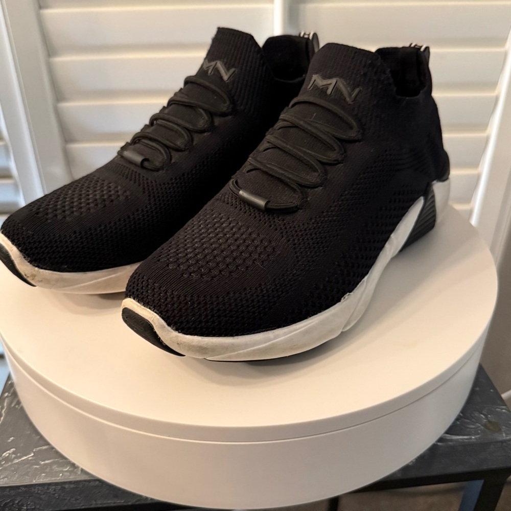 Black and White Knit Sneakers